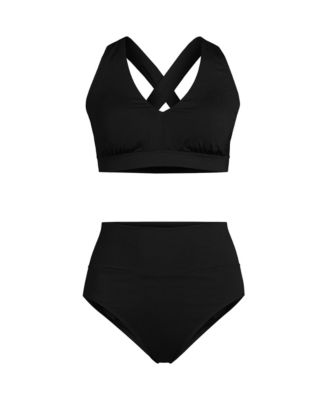 Women's V-Neck Bikini and High Waisted Bottom Swimsuit Set