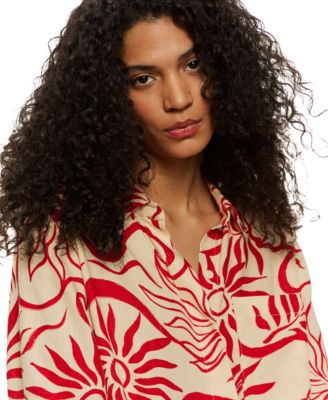 Women's Relaxed Vacation Collared Button-Front Shirt