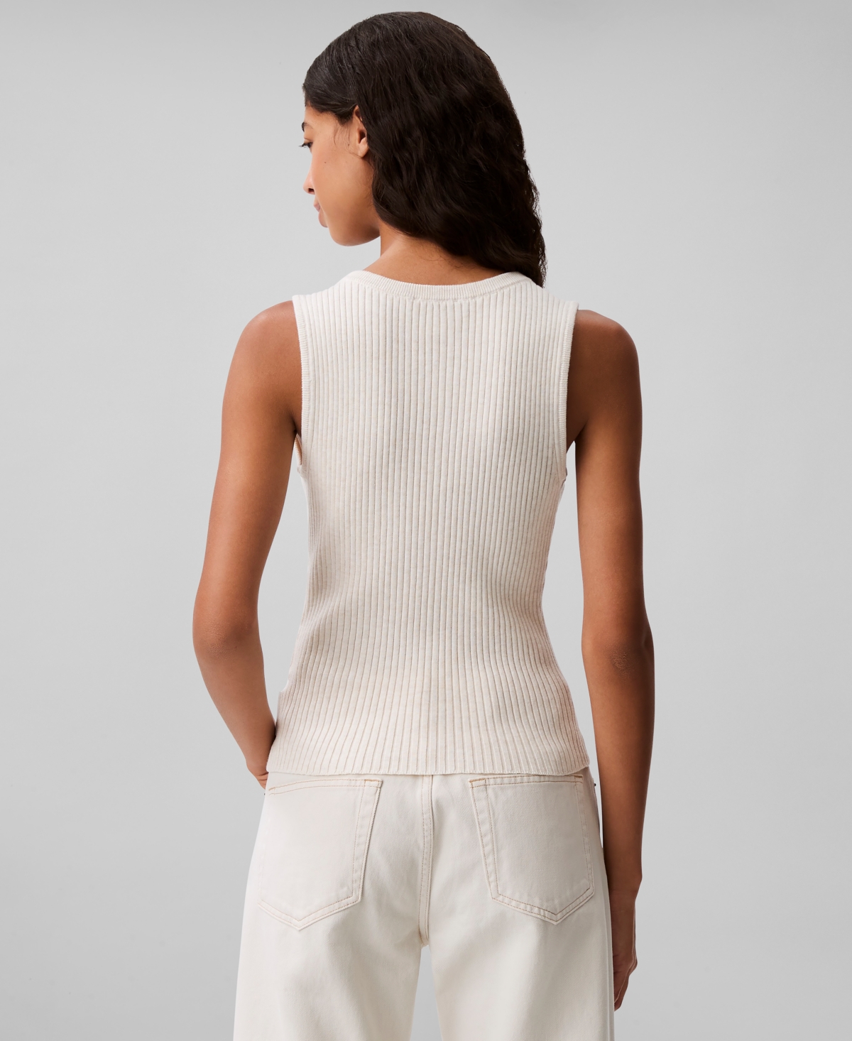 Calvin Klein Women's Ribbed Button-front Tank Top In Turtledove