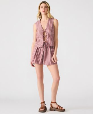 Womens Aliza Striped Tie Front Top Malena Striped Pull On Shorts
