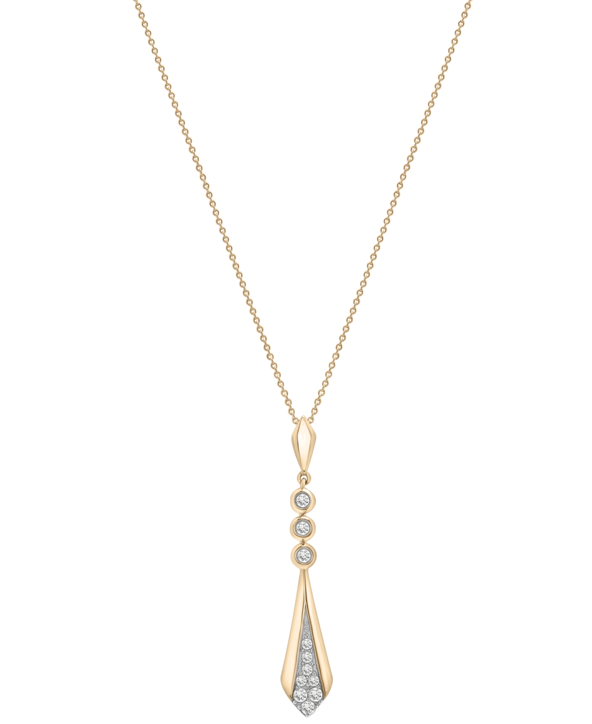 Diamond Flare Linear 18" Pendant Necklace (1/4 ct. t.w.) in 14k Gold, Exclusively at Macy's - Yellow Gold