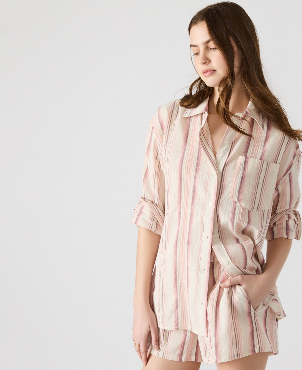 Steve Madden Murphy Stripe Button-up Shirt In Multi