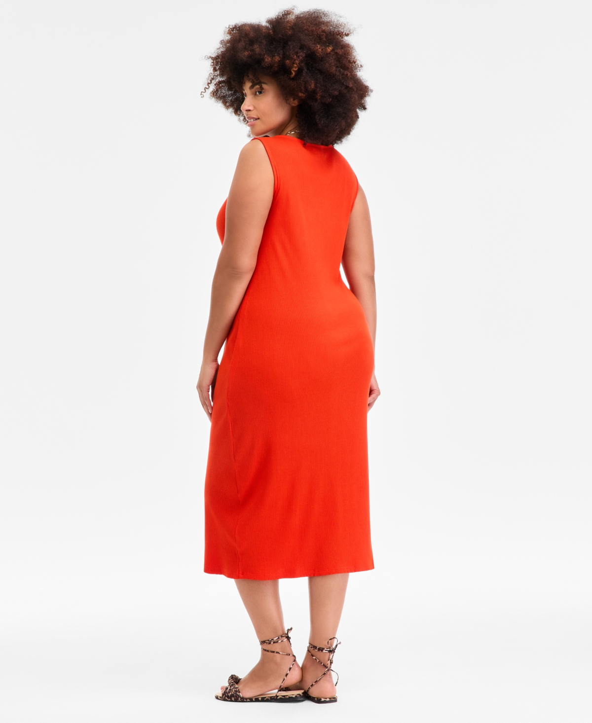 On 34th Plus Size Scoop-neck Button-down Midi Dress, Exclusively At Macy's