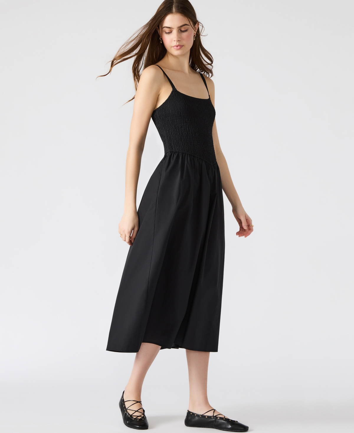 Steve Madden Women's Codie Cotton Smocked Midi Dress