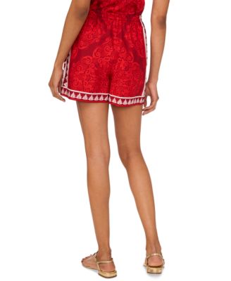 Women's Printed Cotton Drawstring-Waist Shorts