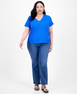 I.N.C. International Concepts - Plus Size V-Neck Ribbed Knit Top, Exclusively at Macy's