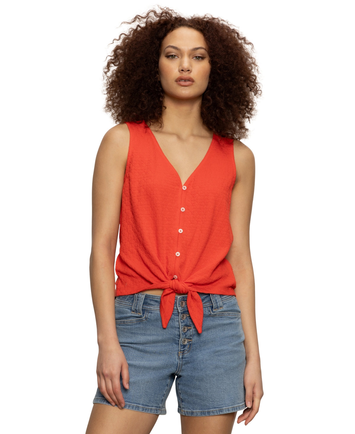 Sanctuary Women's Vacation Tie-front Button-up Vest In Multi