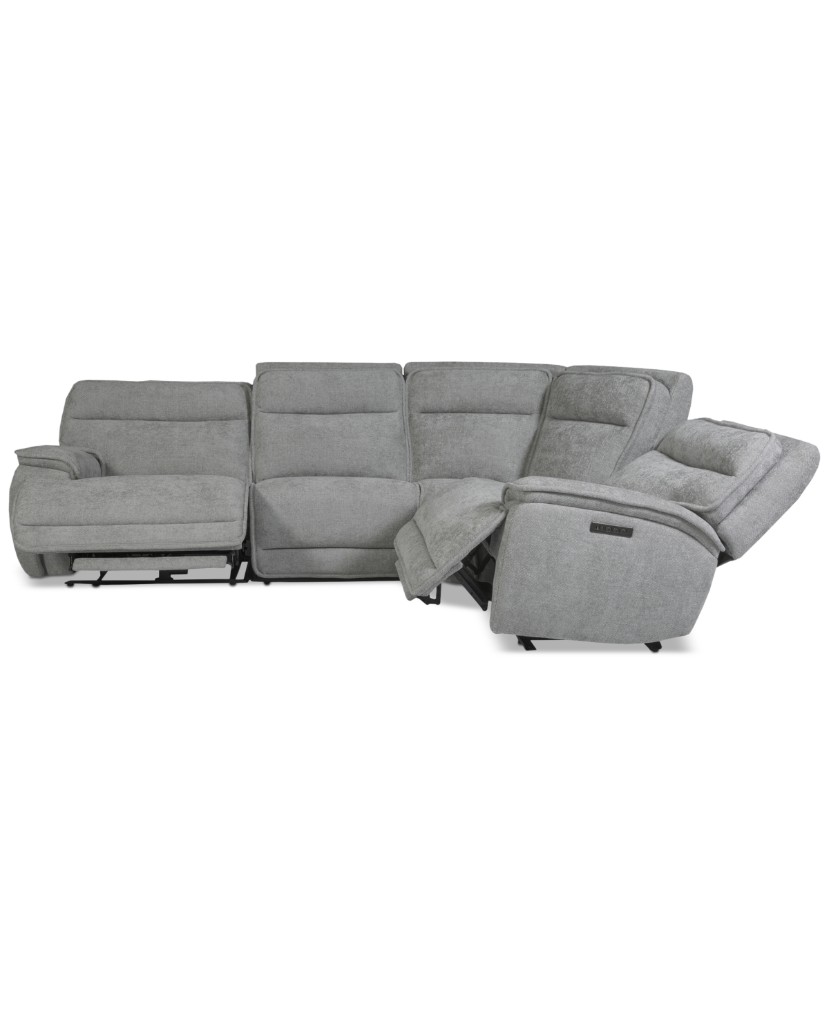 Macy's Ozryn 4-pc. Fabric Sectional With 2 Power Motion Chairs, Exclusively At  In Silver