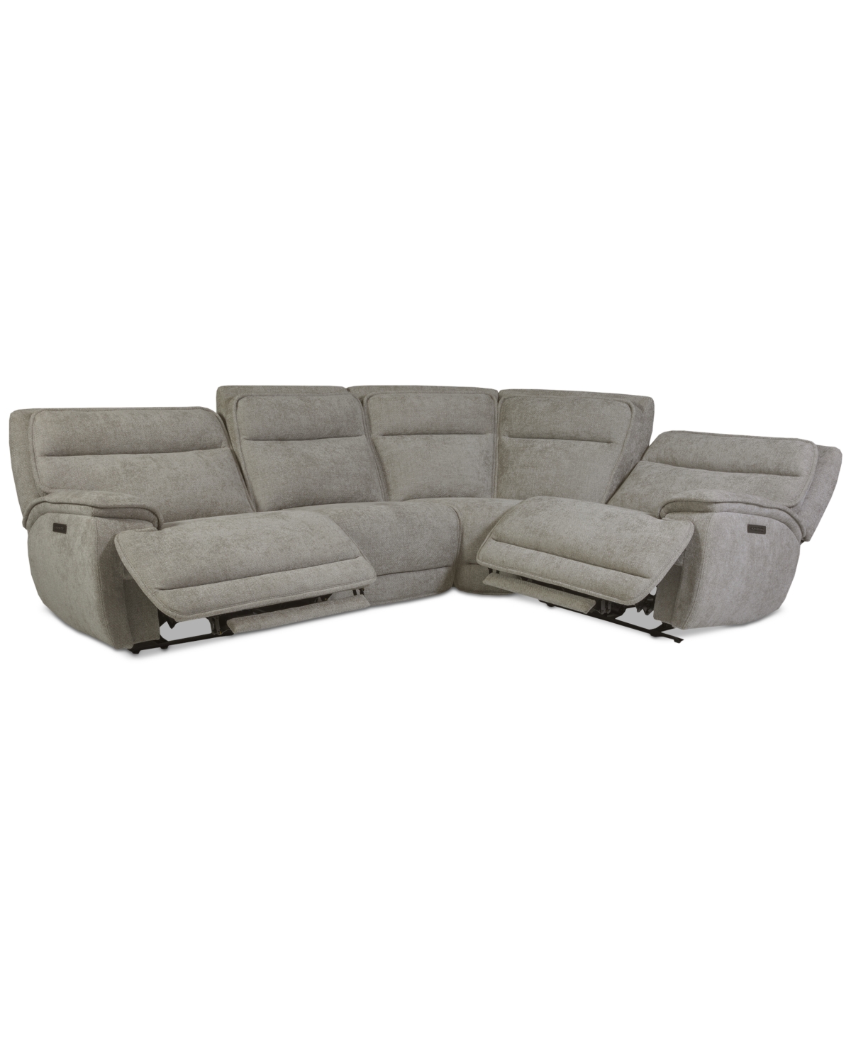 Macy's Ozryn 4-pc. Fabric Sectional With 2 Power Motion Chairs, Exclusively At  In Gray