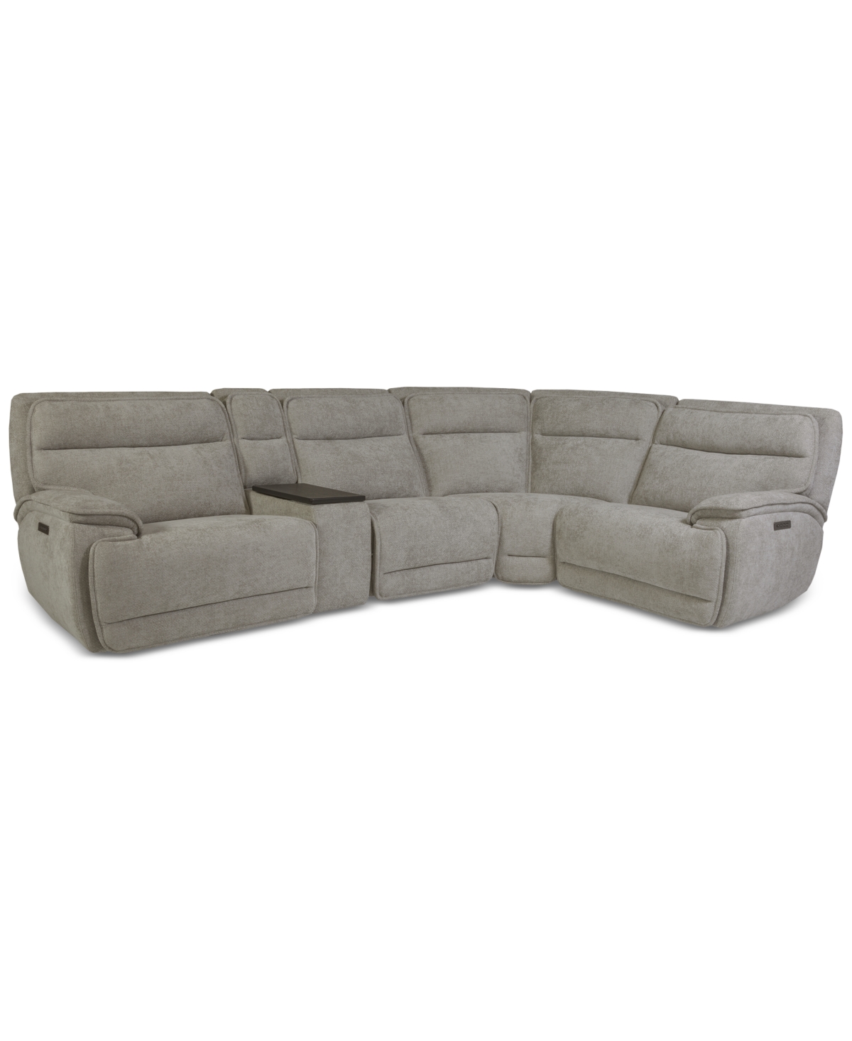 Macy's Ozryn 5-pc. Fabric Sectional With Console And 2 Power Motion Chairs, Exclusively At  In Gray