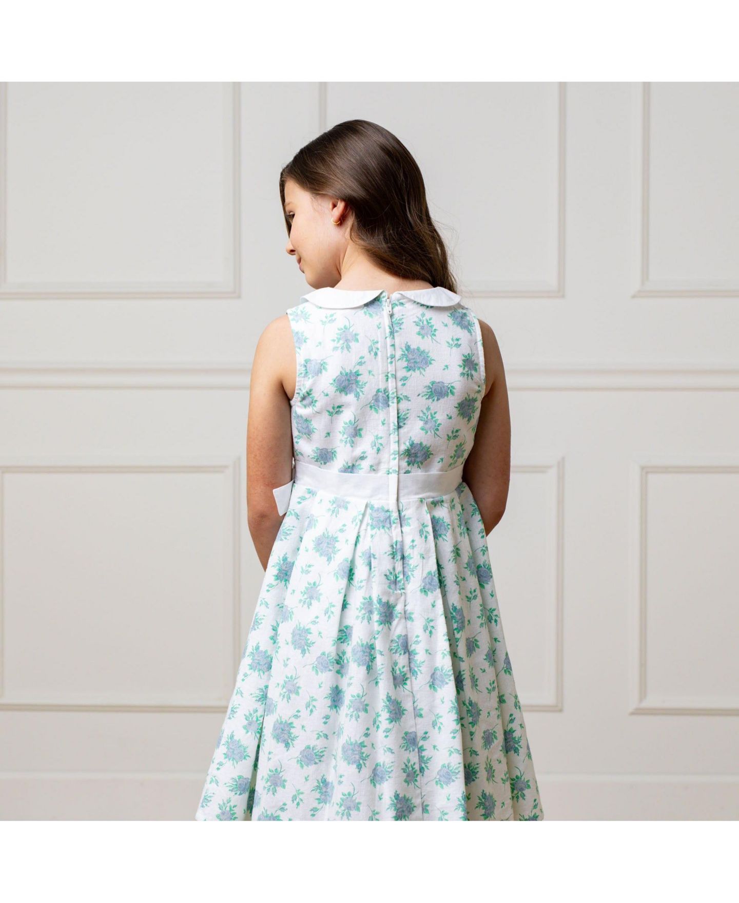 Платье Hope & Henry Heirloom Linen Sleeveless Peter Pan Collar Tea Dress with Waist Sash для девочек-малышей, цвет: С принтом — фото 8