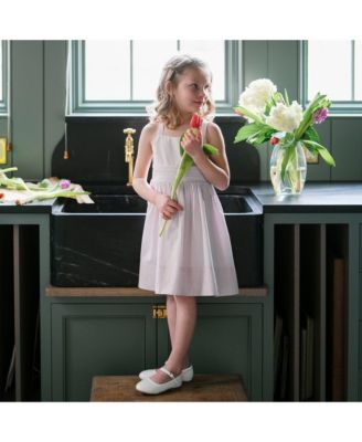 Big Girls Heirloom Sleeveless Special Occasion Sundress with Bow Back Detail and Embroidery