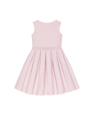 Big Girls Heirloom Sleeveless Pleated Sweater Dress with Bow