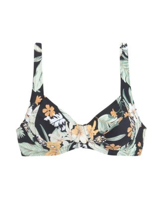 Women's Tropical Print Underwire Bikini Swimsuit Top Bra Sizing