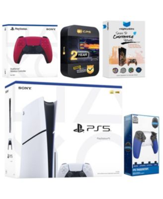 Playstation 5 Slim Disc with Controller, Trigger Stop Kit and MightySkins Decal Voucher + 2 Year CPS Extended Warranty