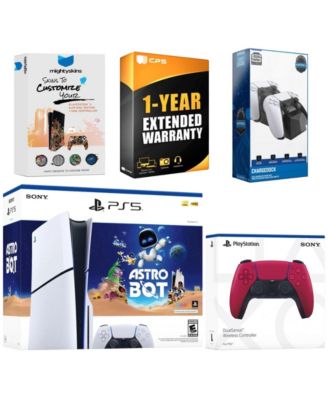PlayStation 5 Slim Disc Astro Bot Bundle with Extra  Controller, Dual Charge Dock, MightySkins Code and 1 Year Extended Warranty