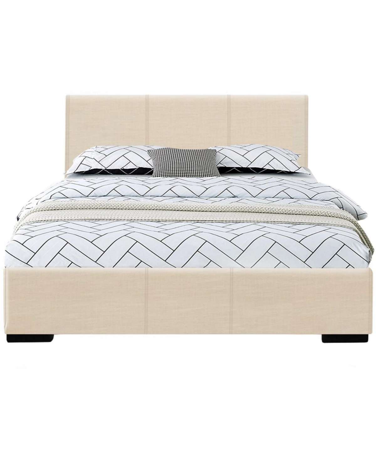 Faux Leather Bed Frame with Upholstered Headboard – Solid & Manufactured Wood