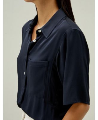 Women's Half-Placket Short Sleeve Button Up Shirt