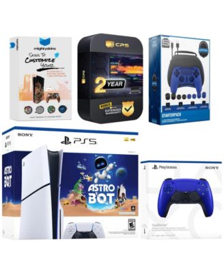 PlayStation 5 Slim Disc Astro Bot Bundle with Extra  Controller, Pro Gamer Kit, MightySkins Code and 2 Year Extended Warranty