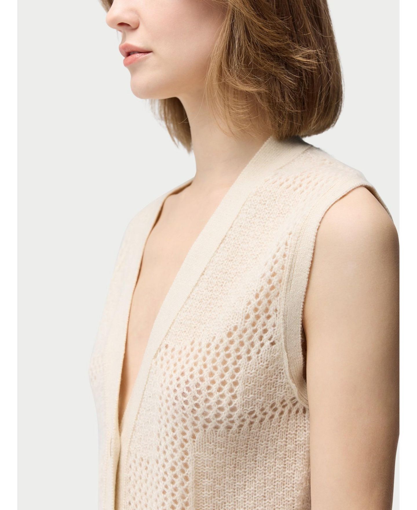 Женский жилет Gobi Cashmere Mixed Pattern Cashmere Vest, цвет: Нейтральный серый — фото 6