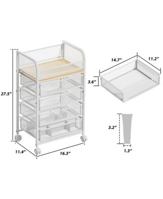 Makeup Organizer with 4 Drawers, Skincare Storage, Floor Skincare Organizers with Wheels
