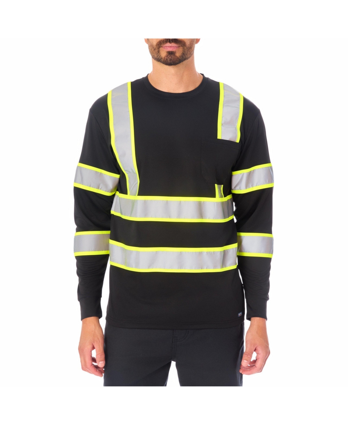 Men's Long Sleeve High-Visibility Reflective Safety Tee - Laser orange
