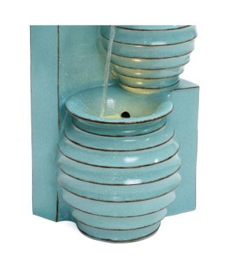 Aqua Blue 3-Tier Bowls 2.5-Feet Tall Outdoor Polyresin Fountain with Lights