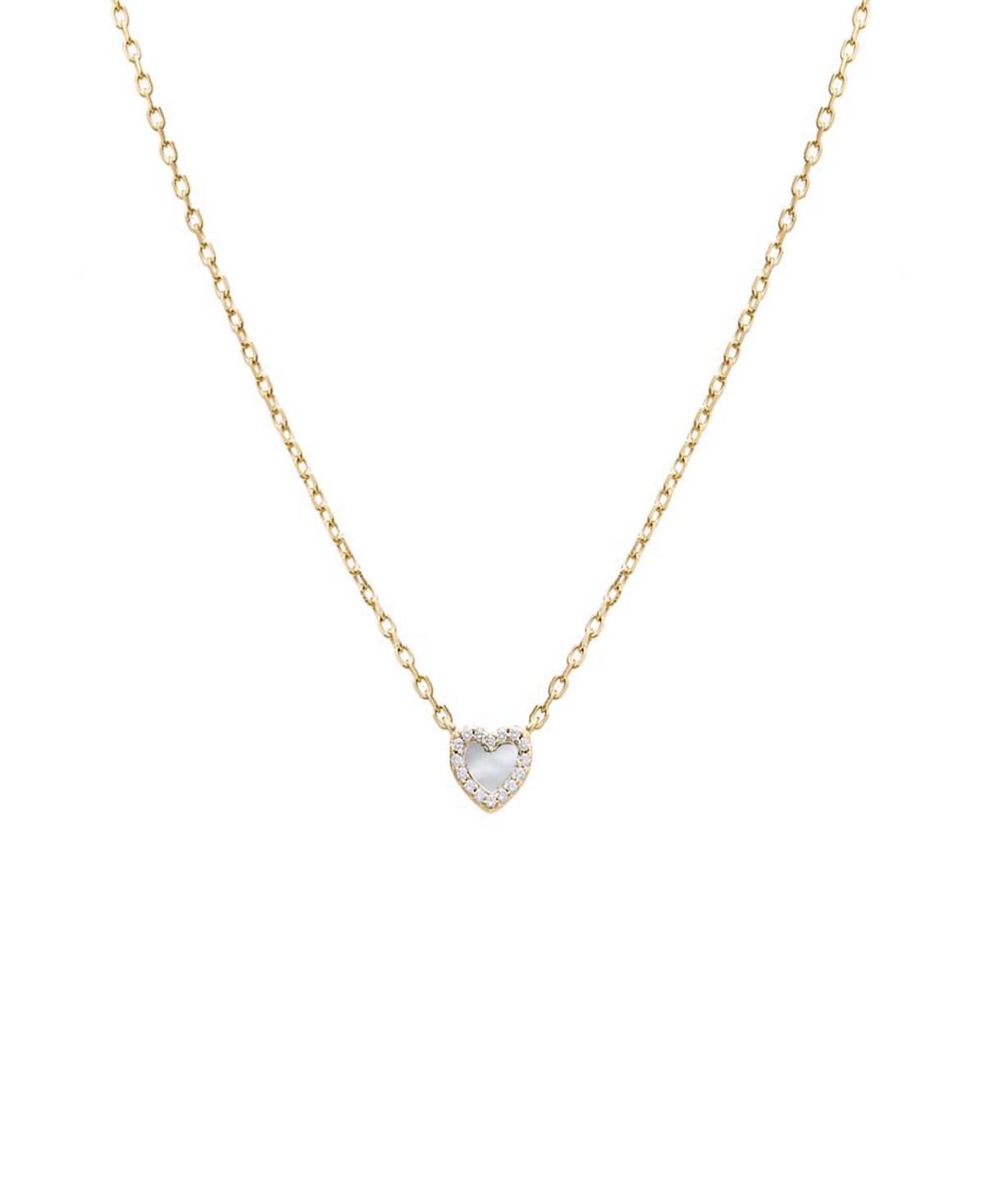 Mini Pave Colored Gemstone Heart Pendant Necklace - Green
