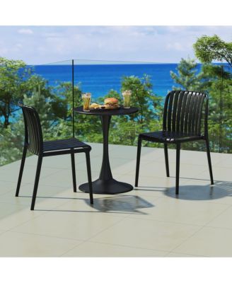 Outdoor Stackable Polypropylene Plastic Dining Side Chairs (Set of 2)