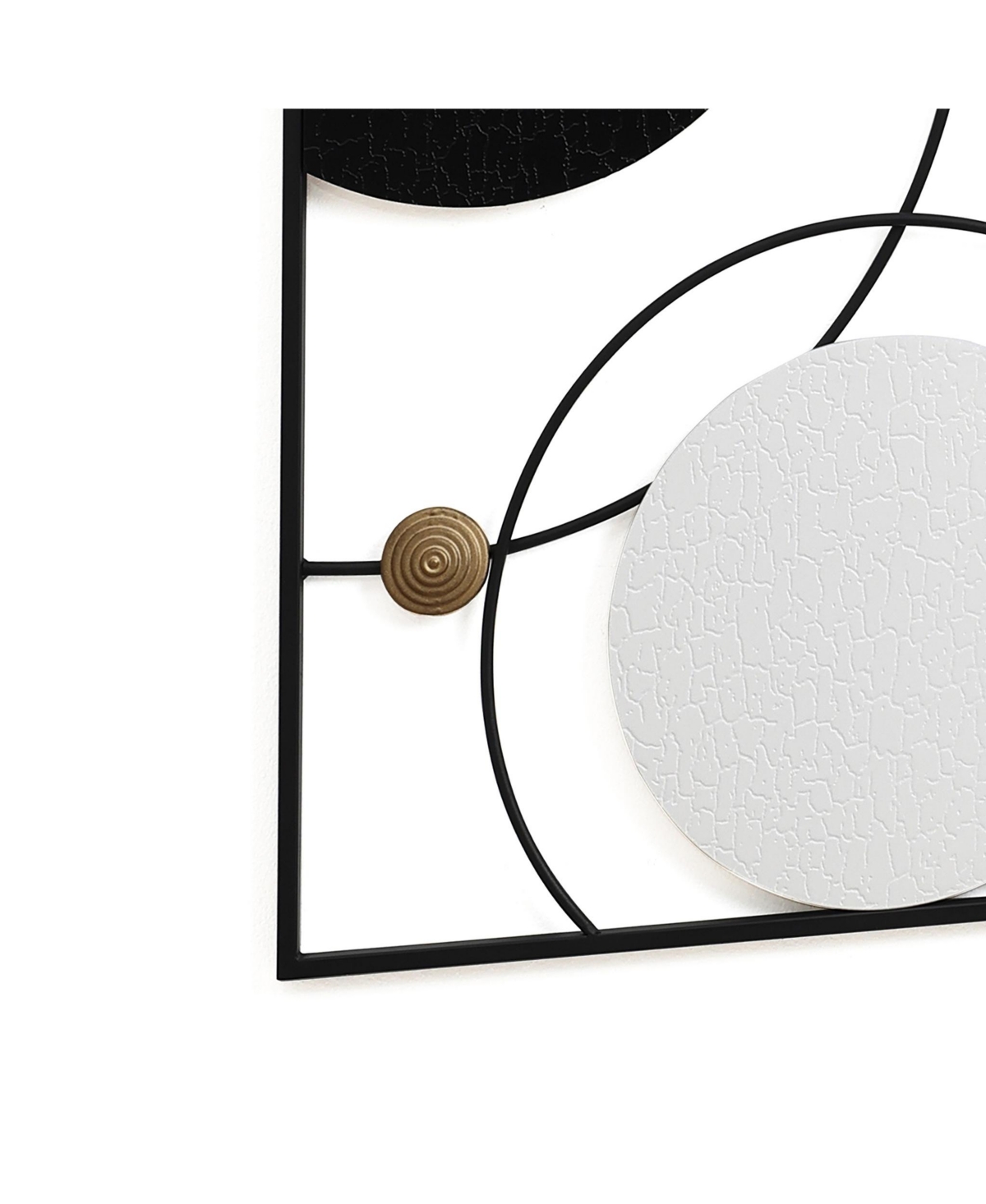 Luxenhome 2-piece Black, White, And Gold Modern Abstract Wall Decor Set In Black And White And Gold