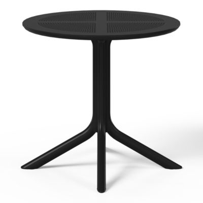 5-Piece Outdoor Resin Round Patio Dining Table Set with Modern Stackable Patio Dining Chairs