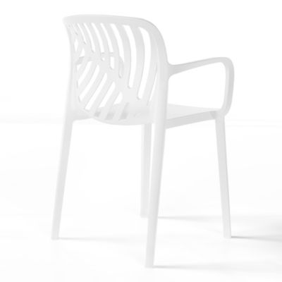 5-Piece Outdoor Resin Round Patio Dining Table Set with Modern Stackable Patio Dining Chairs