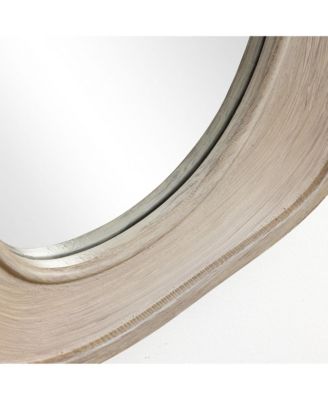 Natural Wood Framed Oval Irregular Wall Mirror, Accent and Vanity