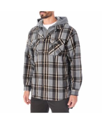 Men's Sherpa-Lined Hooded Flannel Shirt-Jacket with Inset