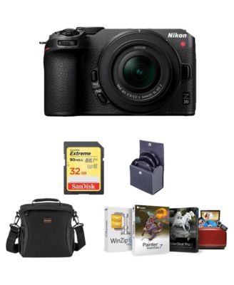 Z 30 DX-Format Mirrorless Camera with 16-50mm Lens, Bundle with Corel Mac Photo Editing Software Suite, 32GB SD Memory Card, Bag, 46mm UV, CPL
