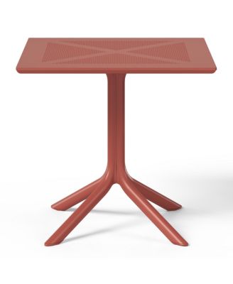 5-Piece Outdoor Resin Square Patio Dining Table Set with Modern Stackable Patio Dining Chairs