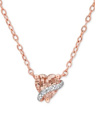 Macy's - Gemstone Heart-Shaped Pendant Necklace in Sterling Silver