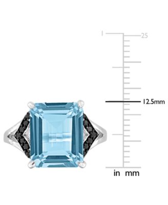Blue Topaz (7-3/8 ct. t.w.) & Black Sapphire (3/8 ct. t.w.) Statement Ring in Sterling Silver