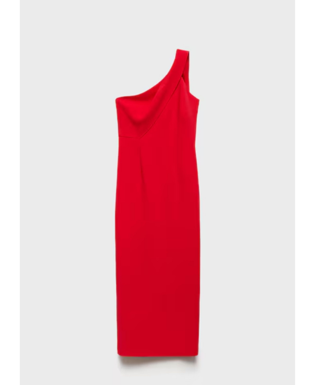 Mango One Shoulder Draped Dress In Red