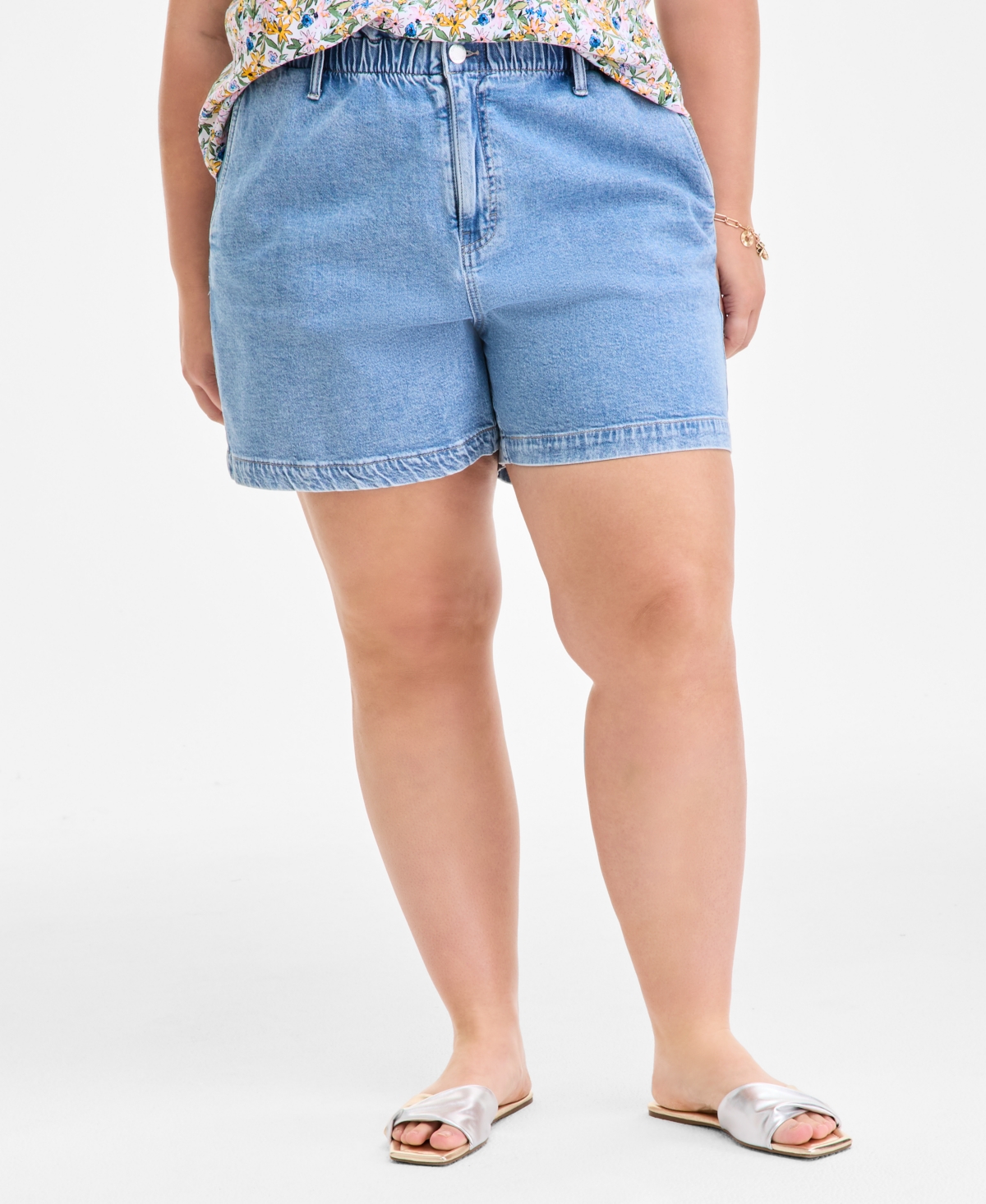 ON 34TH TRENDY PLUS SIZE DENIM SHORTS, EXCLUSIVELY AT MACY'S 
