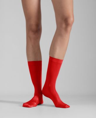 Women's Set of 2 Lustrous Silky Shiny Sheer Dress Socks SKU15002-BL	