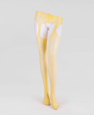 Women's Lustrous Silky Shiny Sheer Suspender Crotchless High-Waist Pantyhose Tights