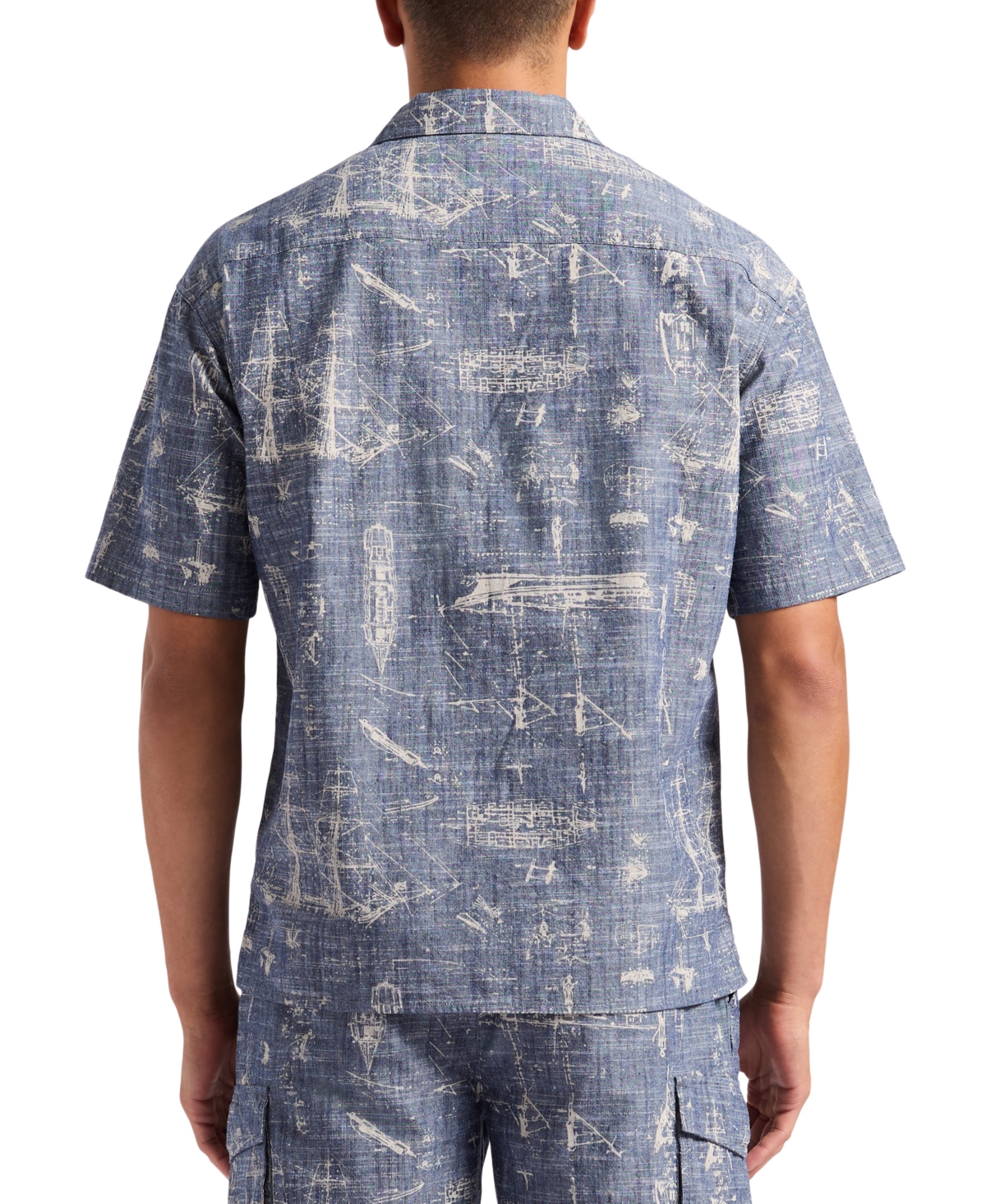 Buffalo David Bitton Men's Sonix Relaxed-fit Nautical-print Button-down Camp Shirt