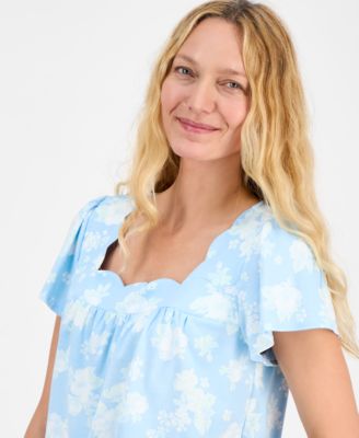 Women's Cotton Scalloped Short Pajama Set