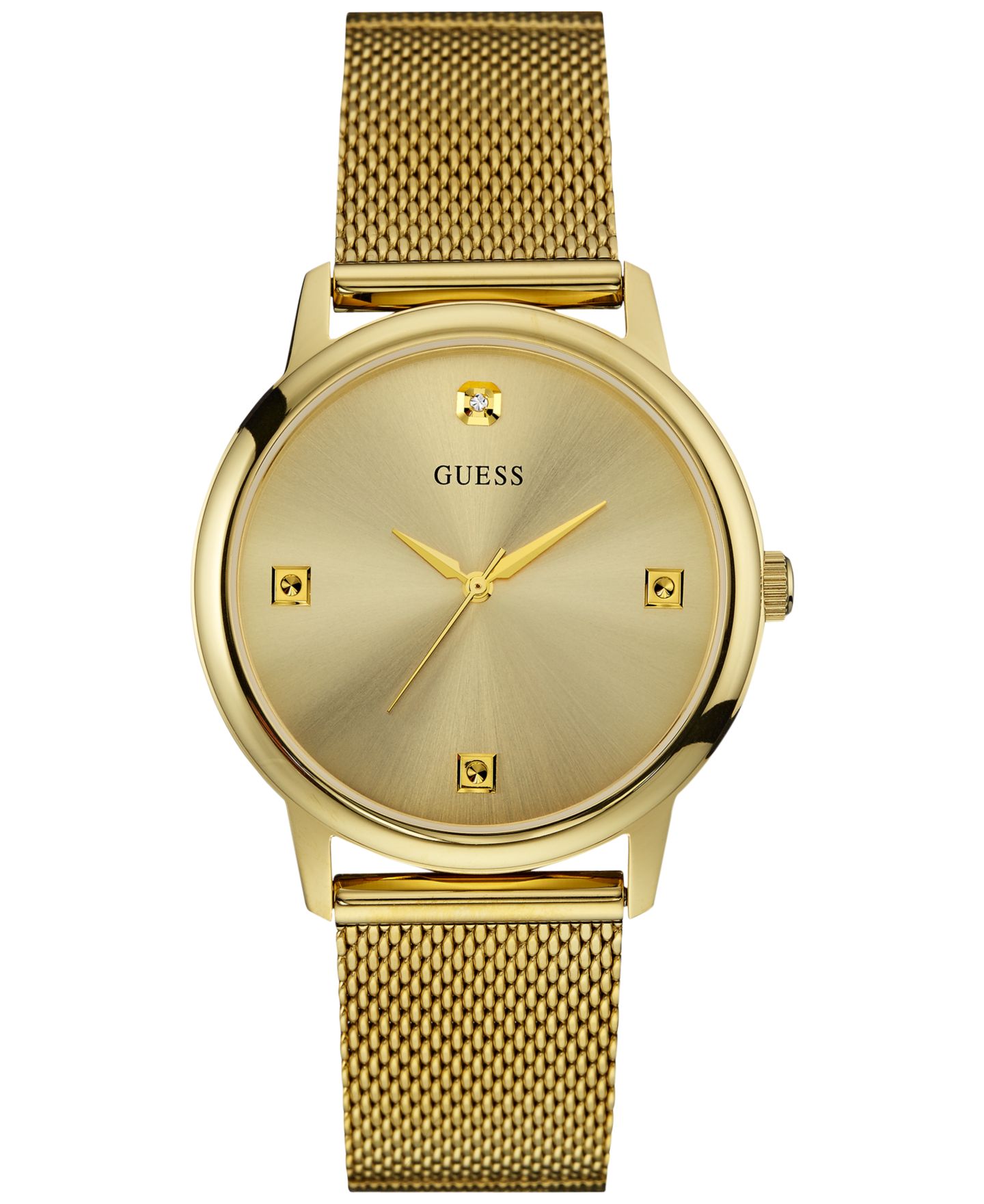 Мужские часы GUESS Diamond Accent Gold-Tone Stainless Steel Mesh Bracelet Watch 40mm U0280G3 — фото 1