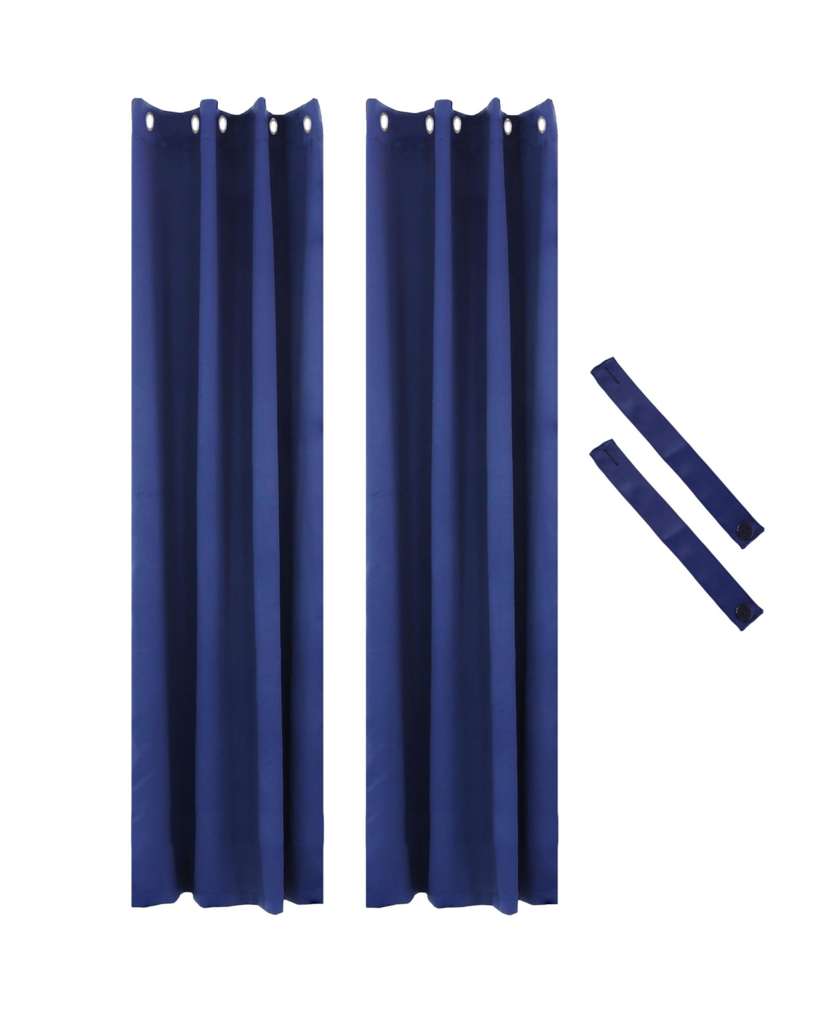 52 x 95-Inch Outdoor Blackout Curtains with Grommet Top - Includes Tiebacks - Blue - Set of 2 - Gray