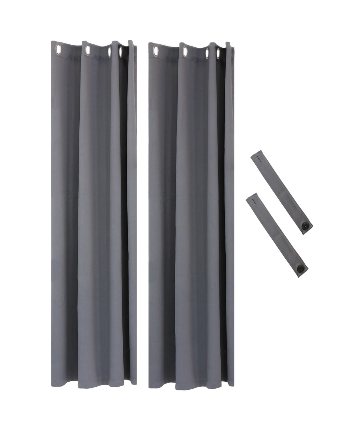 52 x 95-Inch Outdoor Blackout Curtains with Grommet Top - Includes Tiebacks - Blue - Set of 2 - Gray