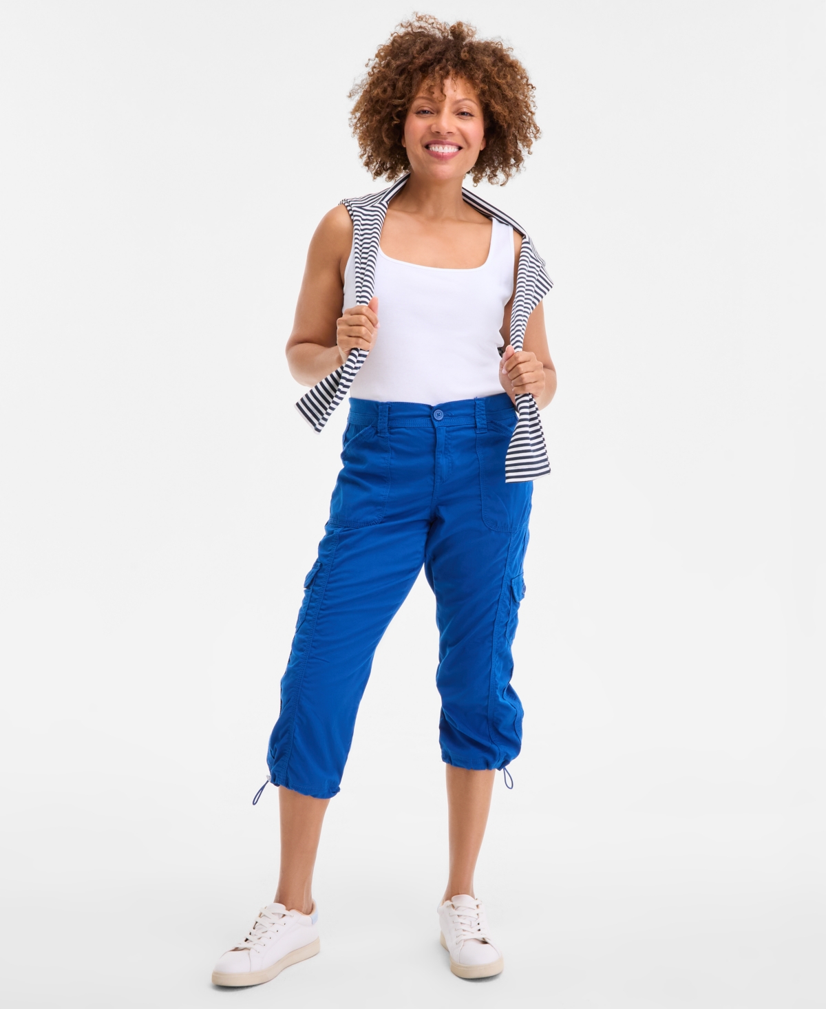 Style & Co Petite Mid-rise Cargo Capri Pants, Exclusively At Macy's In Blue