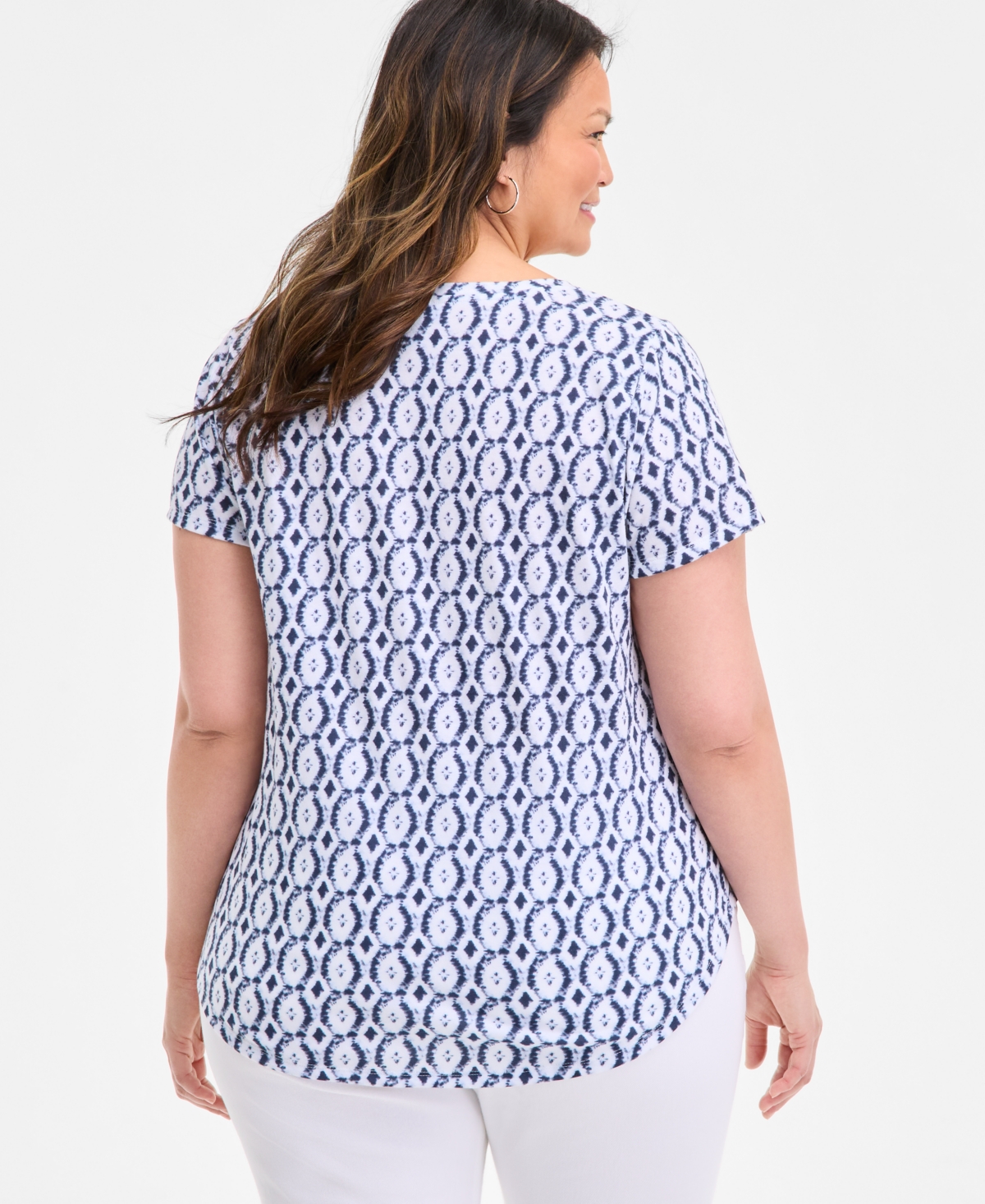 Style & Co Plus Size Printed V-neck T-shirt, Exclusively At Macy's