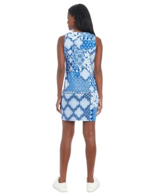 Women's Round-Neck Sleeveless Shift Dress